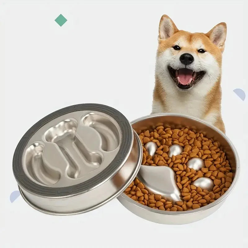 Premium Stainless Steel Pet Bowl for Dogs & Cats Cervical Spine Protection Slow Feeder Anti-Choke Design Universal Pet Supply