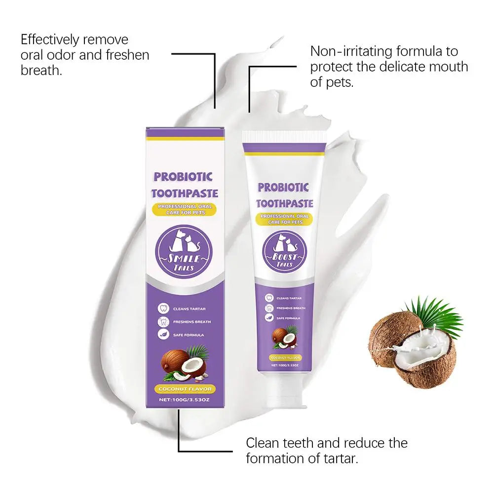 Pet Probiotic Toothpaste for Dogs And Cats Fresh Breath Formula Improves Bad Breath Reduces Dental Plaque Removes Tartar Oral Care