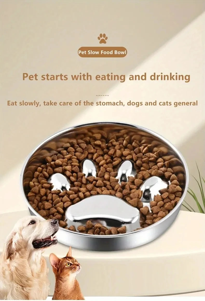 Premium Stainless Steel Pet Bowl for Dogs & Cats Cervical Spine Protection Slow Feeder Anti-Choke Design Universal Pet Supply