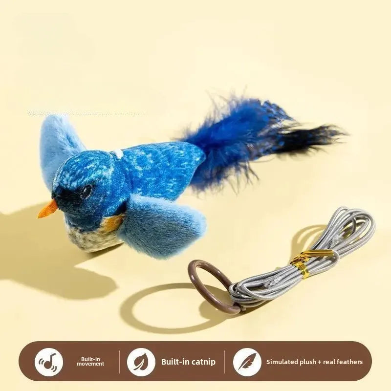 Interactive Indoor Cat Toy Teaser Sounding Catnip-Filled Wall Hanging Bird Toy for Chasing And Teasing Keeps Cats Entertained