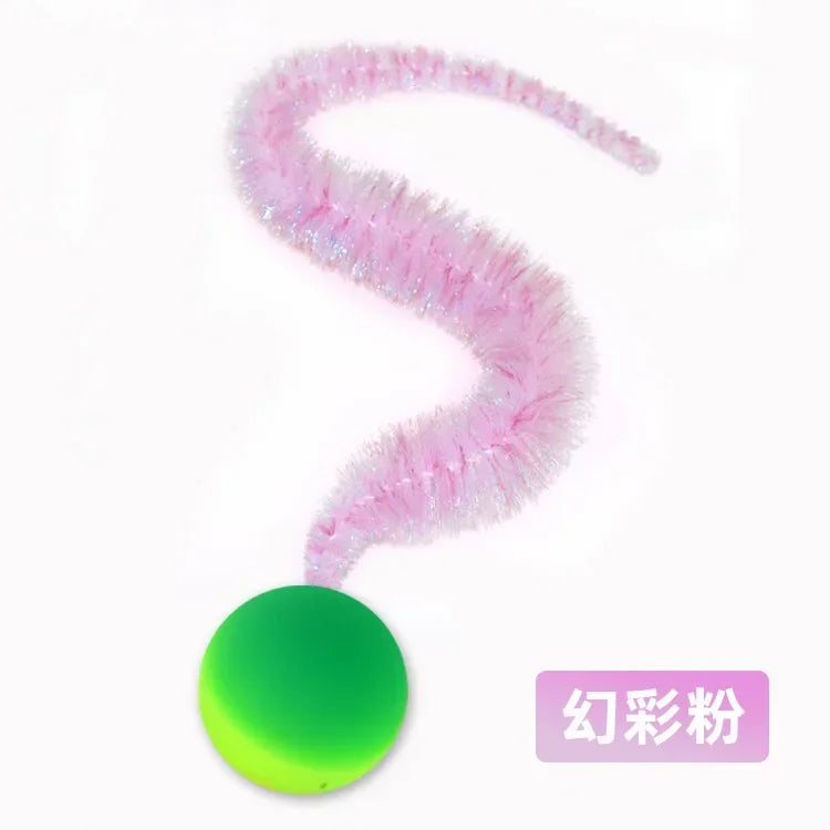 Interactive Cat Toy Tickle Cat Colorful Bouncing Ball Elastic Teasing Puzzle Pet Supplies for Indoor Cats