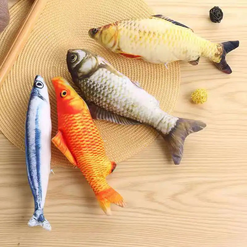 3D Simulation Cat Toy Soft Plush Fish Interactive Chewing Fake Cat Fish with Catnip Anti-Bite Pet Supplies for Cats in 20/30/40 Sizes