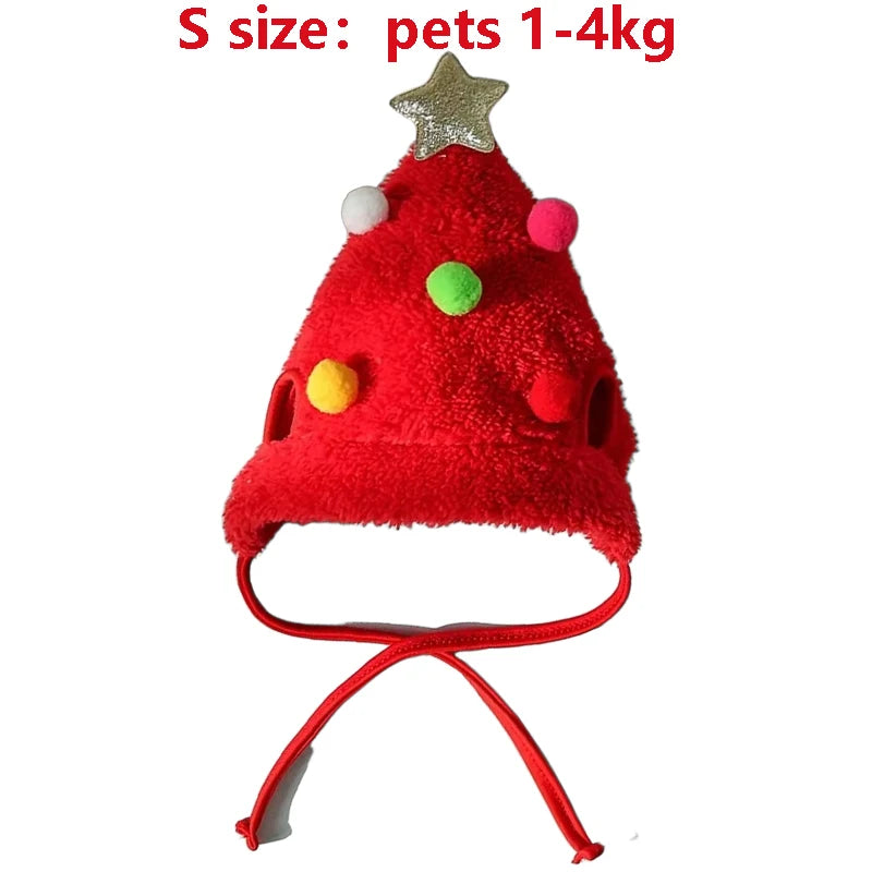 Pet Holiday Costume Set for Cats - Christmas Puppy Dog Cat Santa Elk Hat with Bandana Bib Scarf Cat Accessories Fashion Dress up Supplies
