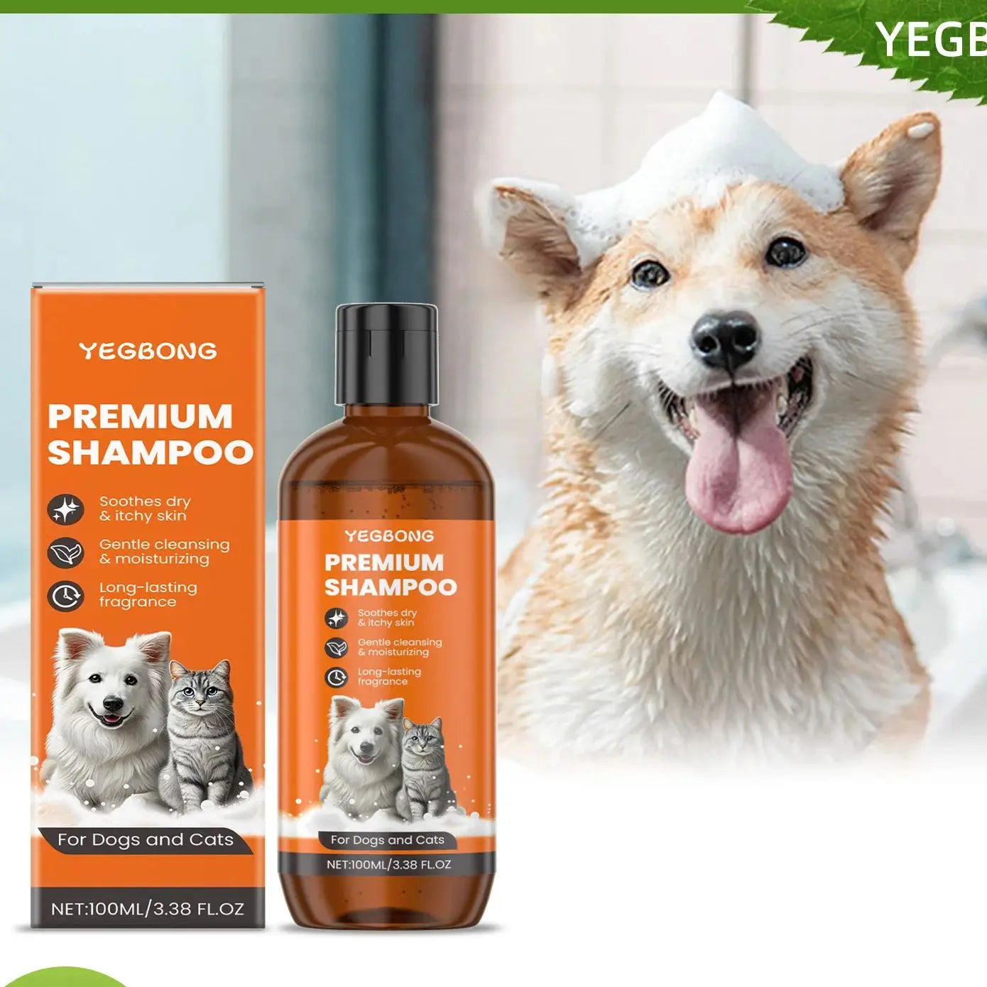 Natural Pet Shampoo for Dogs & Cats Coconut Oil Derivative Odor & Tangle Remover Flea & Insect Repellent