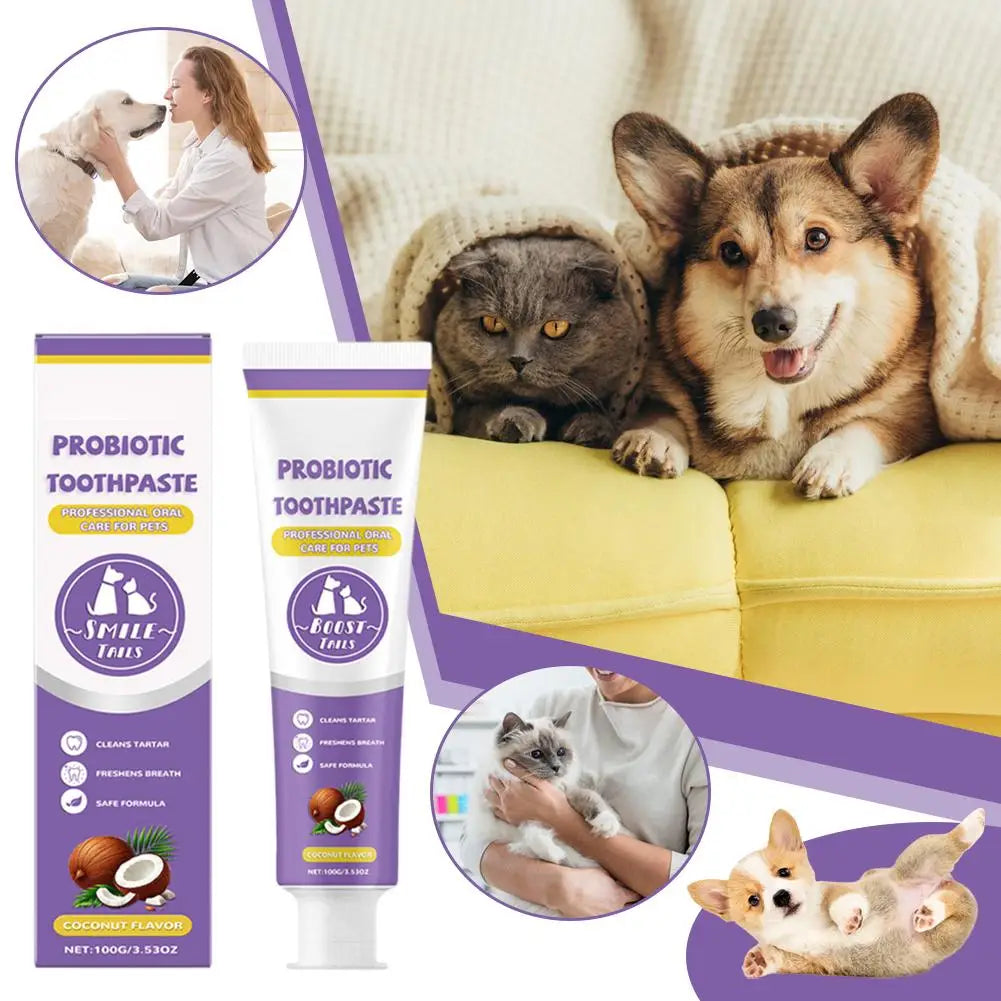 Pet Probiotic Toothpaste for Dogs And Cats Fresh Breath Formula Improves Bad Breath Reduces Dental Plaque Removes Tartar Oral Care