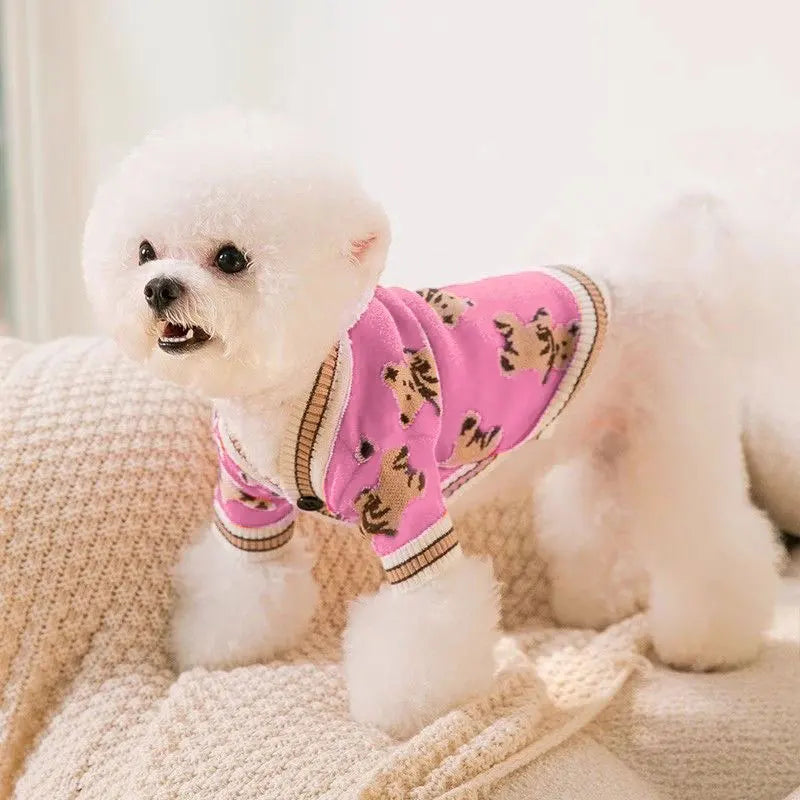 Luxury Striped Cardigan Sweater for Chihuahua Bichon Frise Puppy Kitten - Warm Cotton Pet Outfit Dog Clothes Cat Coat Accessory
