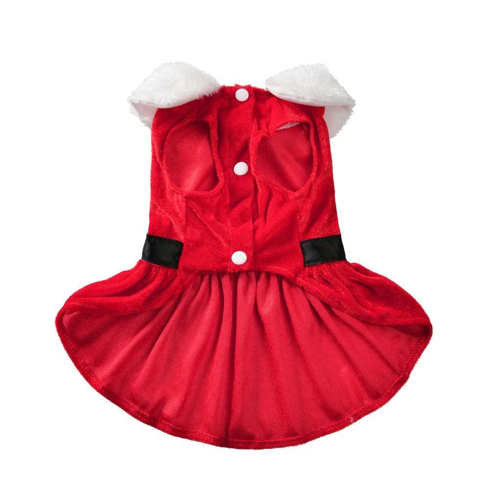 Red Princess Skirt Pet Dress for Small Dogs Cats Cute Christmas Festival Party Costume Yorkshire French Bulldog Winter Clothes