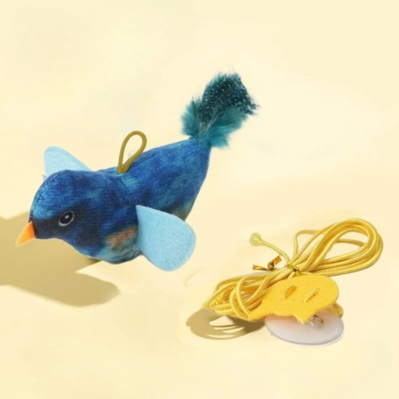 Interactive Cat Toy Teaser with Sounding Catnip Indoor Wall Hanging Bird Design for Chasing And Teasing Kept Short And Eye Catching