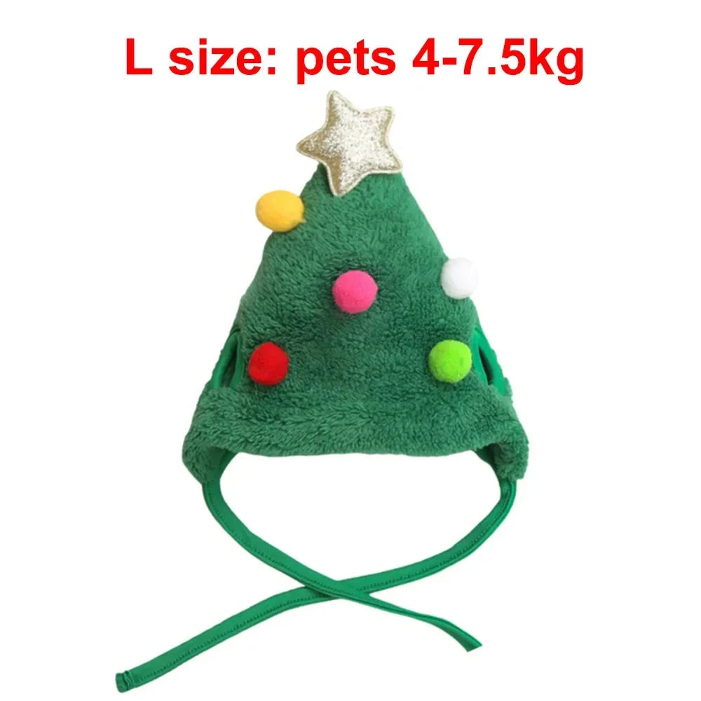 Pet Holiday Costume Set for Cats - Christmas Puppy Dog Cat Santa Elk Hat with Bandana Bib Scarf Cat Accessories Fashion Dress up Supplies