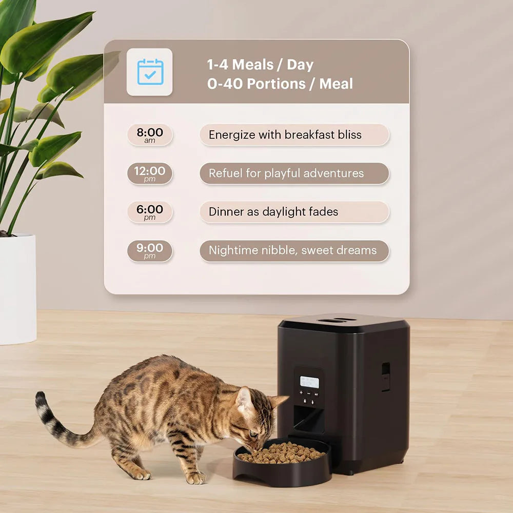 Smart Pet Feeder Automatic Cat Dog Slow Food Dispenser with Timed Quantitative Feeding LCD Display Plastic Pet Bowl
