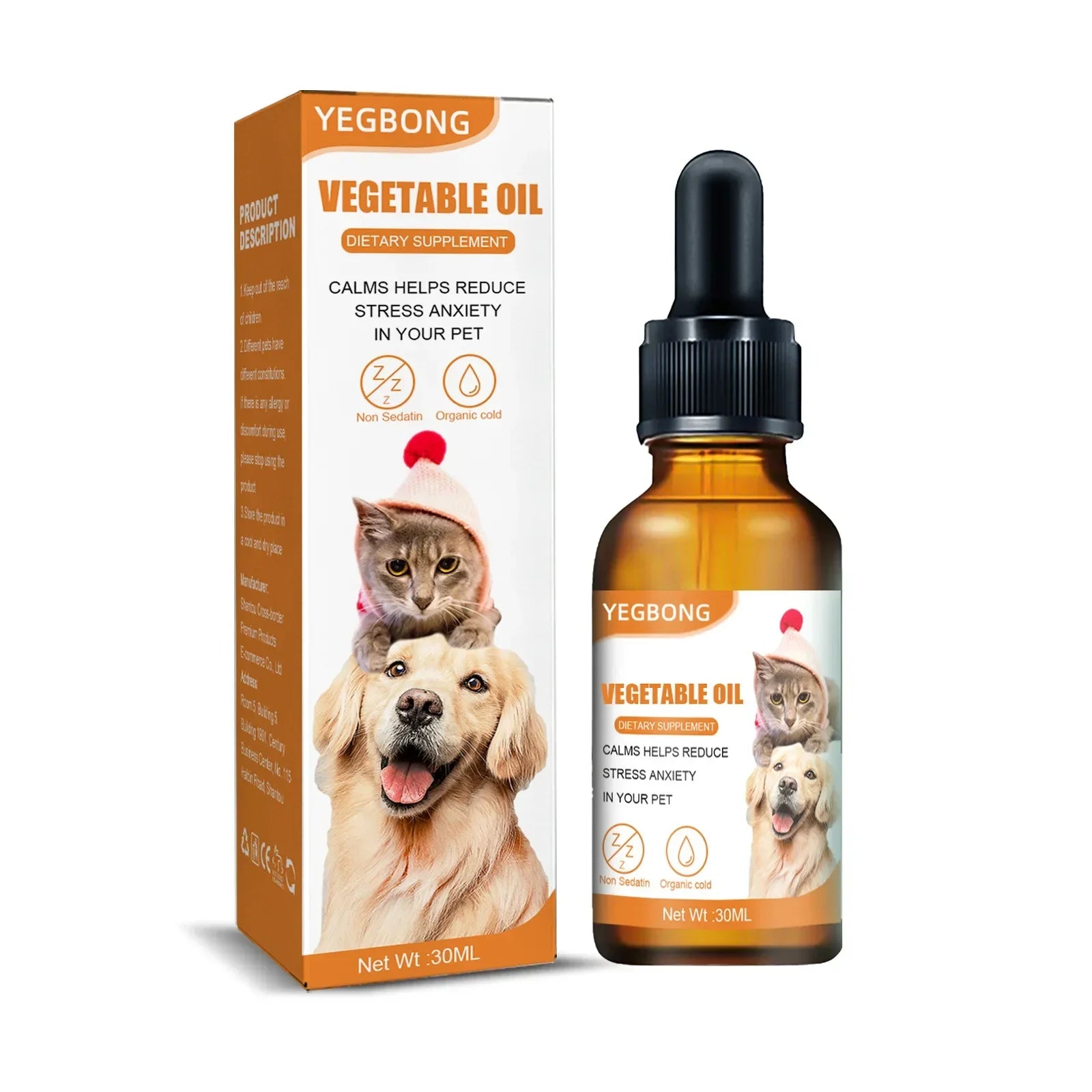 Natural Organic Calming Drops for Pets Anxiety Relief Essential Oil Blend for Dogs And Cats Skin Health Support