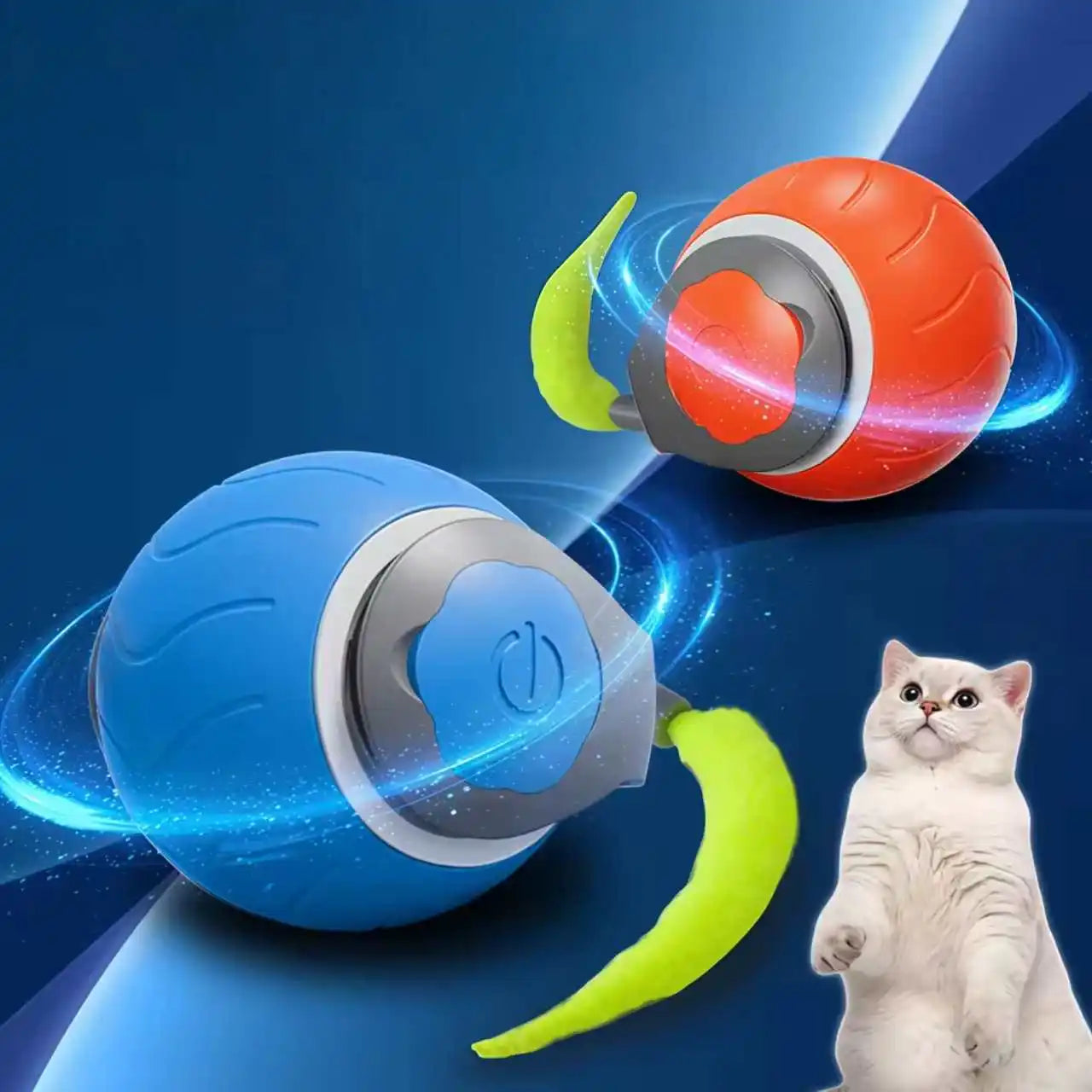 Interactive Cat Ball Toy Automatic Rolling with Faux Tail USB Rechargeable Smart Electric Pet Teaser And Training Device