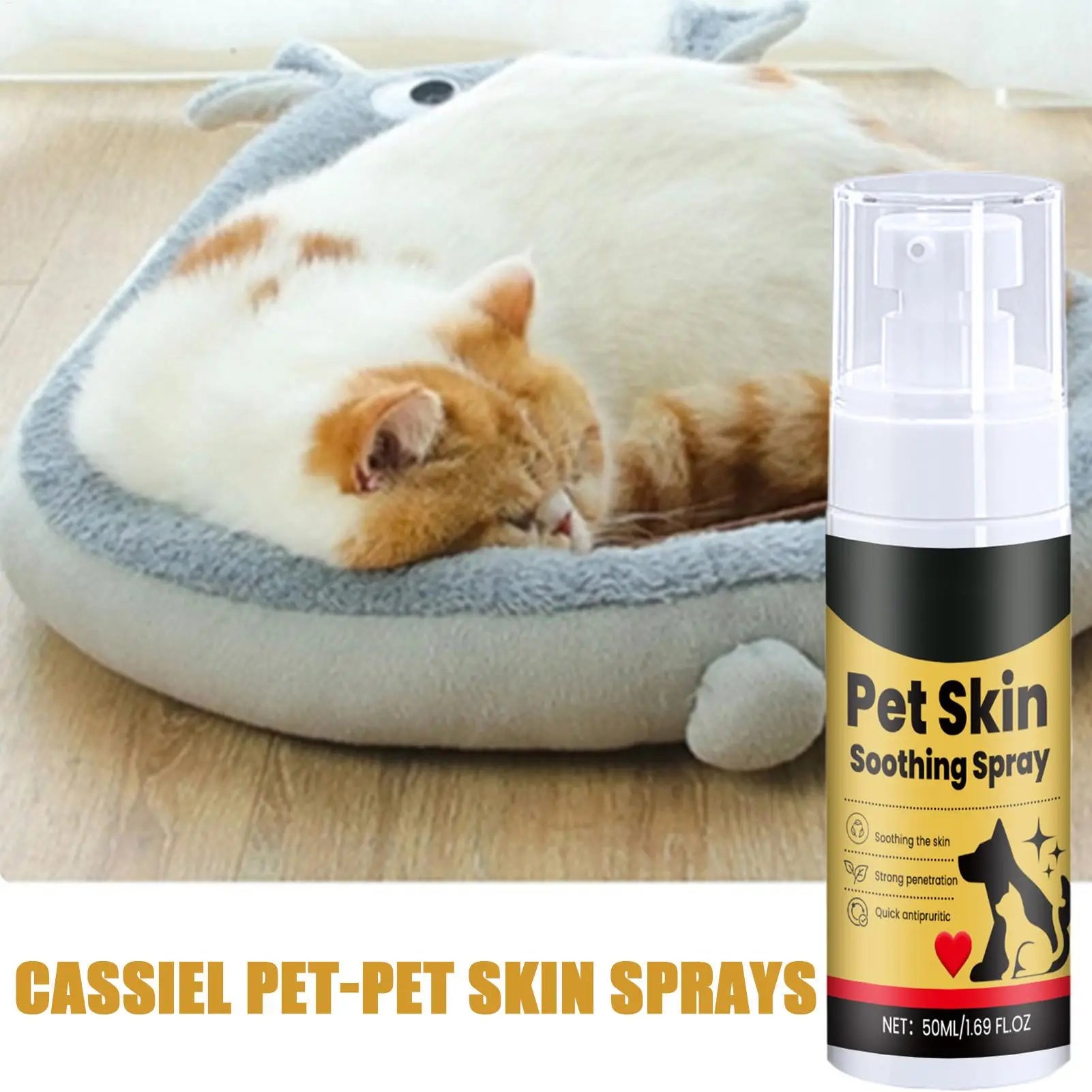 50ml Pet Skin Itch Relief Spray for Dogs & Cats Gentle Moisturizing Cleansing Soothing Daily Use Sensitive Skin Care