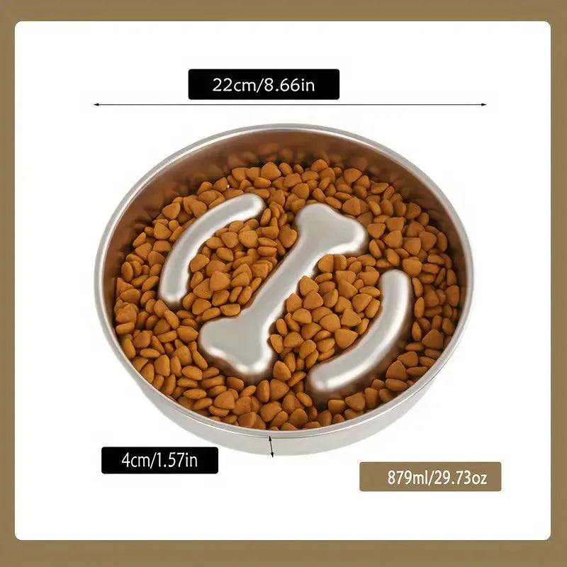 Premium Stainless Steel Pet Bowl for Dogs & Cats Cervical Spine Protection Slow Feeder Anti-Choke Design Universal Pet Supply