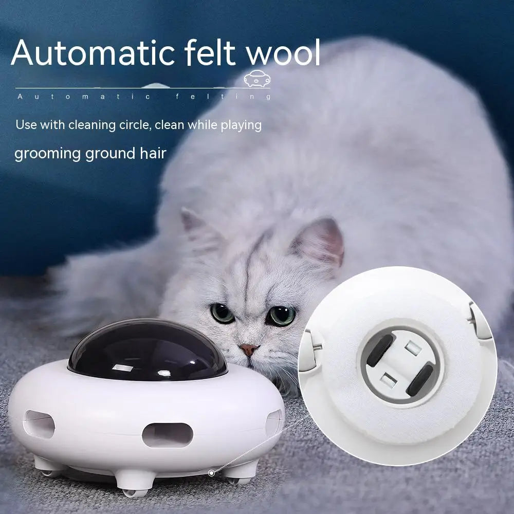 Smart Cat Teaser UFO Interactive Toy USB Rechargeable Automatic Feather Catching Turntable for Pet Training And Exercise