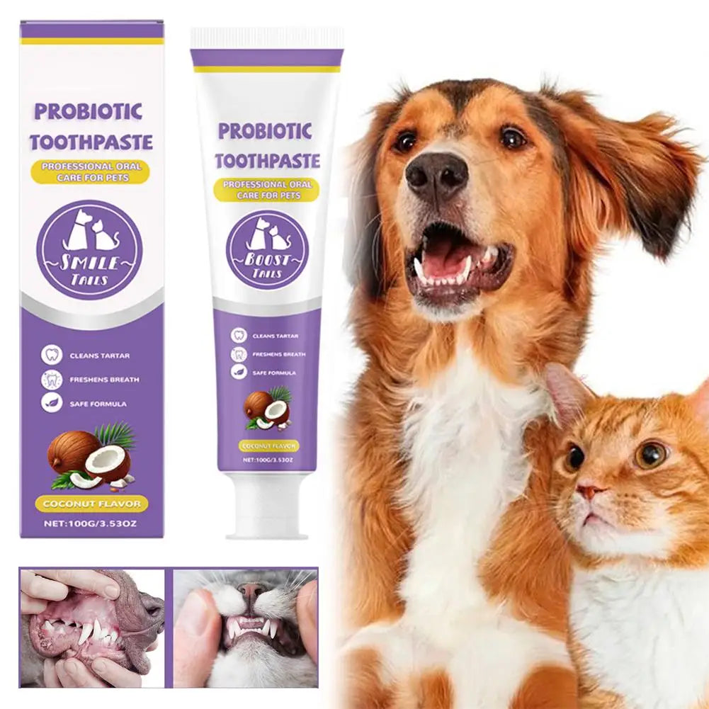 Pet Probiotic Toothpaste for Dogs And Cats Fresh Breath Formula Improves Bad Breath Reduces Dental Plaque Removes Tartar Oral Care