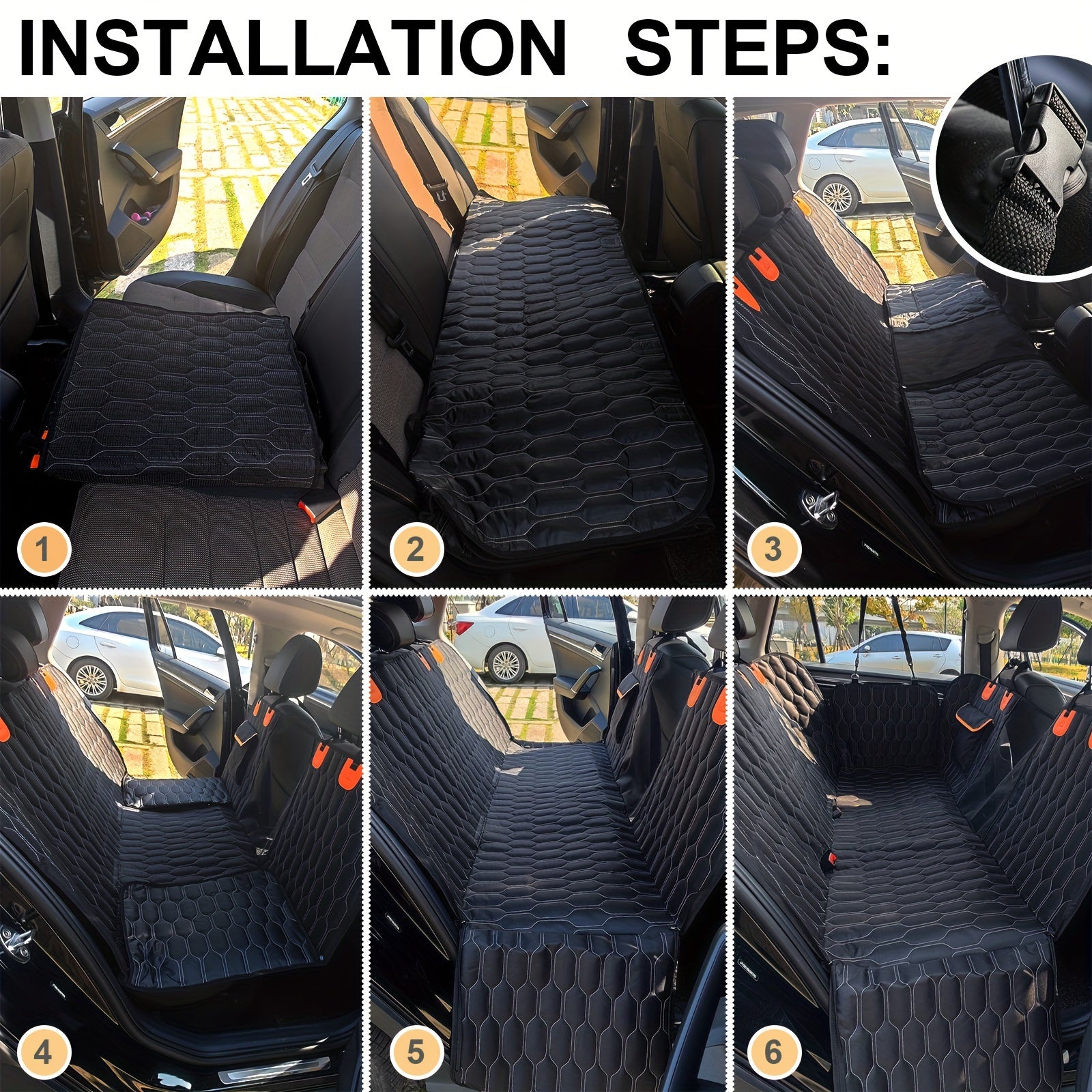 Waterproof Dog Seat Cover Universal 600D Heavy-Duty Non-Slip Car Hammock with Mesh Window & Storage Pocket for Pets SUV/Truck/Car