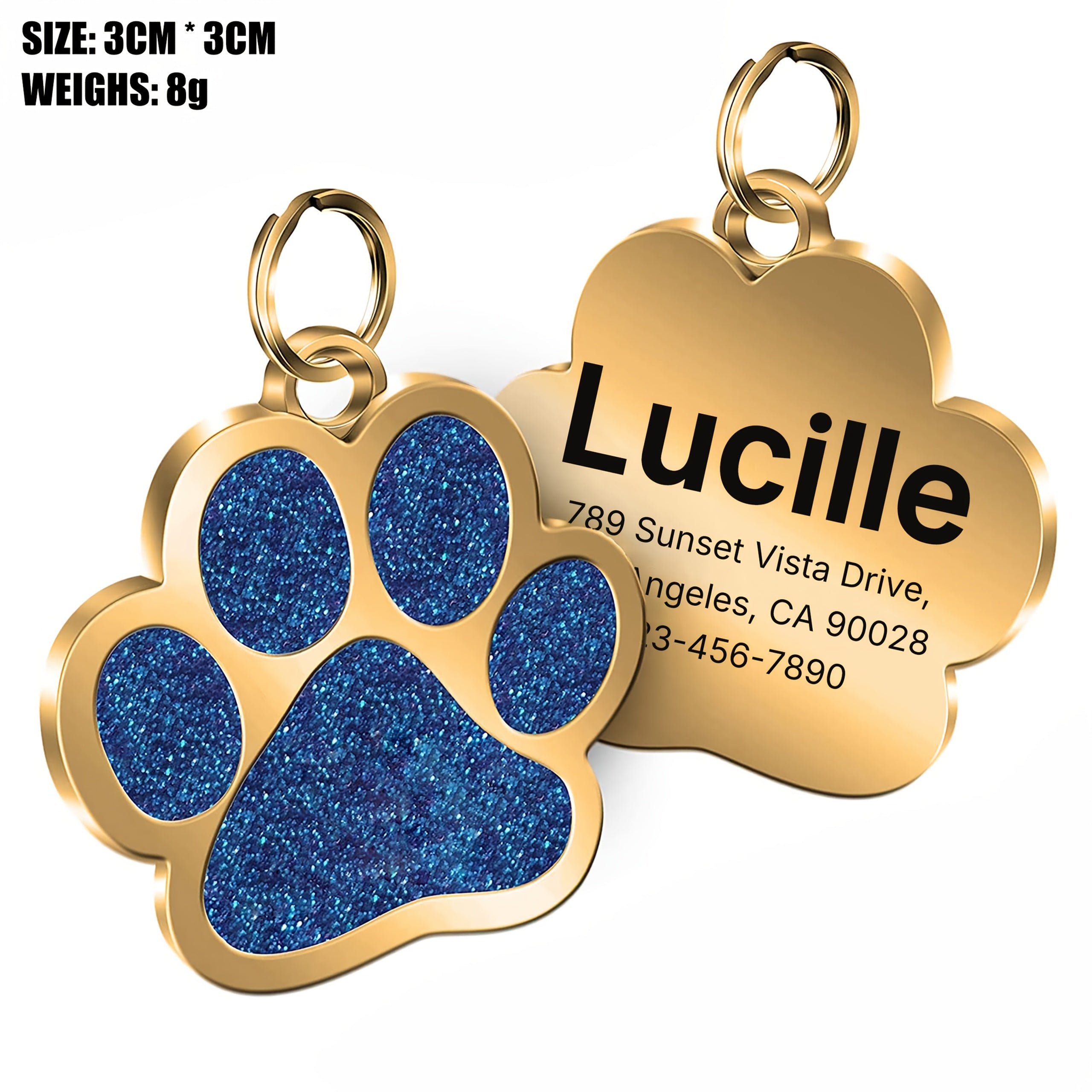 Custom Personalized Engraved Nameplates For Pets Dogs And Cats ID Name Phone Address Alloy Tags Anti-loss Custom Pet Paw Shape Dog Tags Clear Non-fading Durable Customized Metal Hang Tags For Dogs And Cats